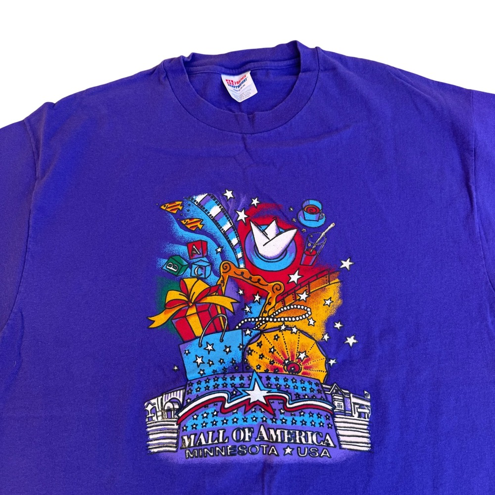 Vintage Hanes Mall of America Minnesota USA Purple Graphic T-Shirt XL 90s